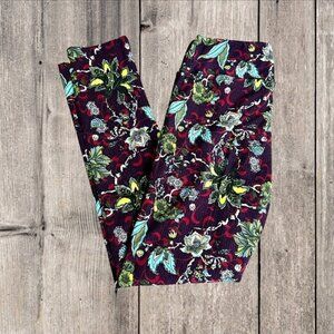 LuLaRoe Red Black Floral‎ Green Blue Lightweight Leggings Pants Women's OS